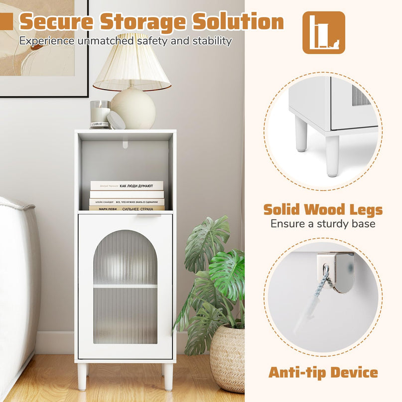 Giantex Bathroom Storage Cabinet with Removable Shelf & Fluted Tempered Glass Door