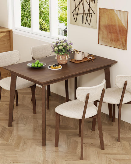 Giantex 5-Piece Dining Table Set for 4, Kitchen Table Set with 48” Dinner Table, Padded Seat, Rubber Wood Legs