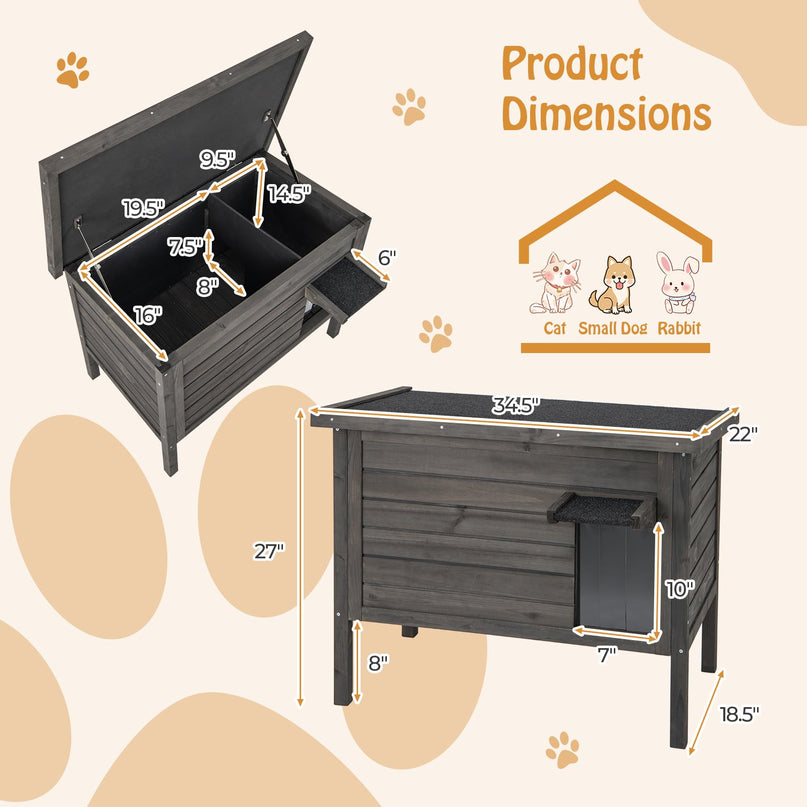 Giantex Outdoor Cat House - Weatherproof Feral Cat Shelter with All-Round Foam Insulated