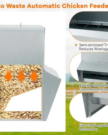 Giantex 50 lbs Galvanized Chicken Feeder