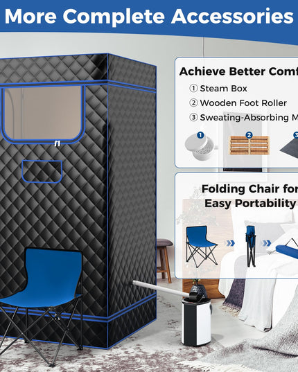 Giantex Portable Steam Sauna, Full Body Sauna Box with 3L Steam Generator, Remote Control