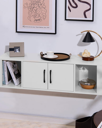 Wall Mounted Storage Cabinet 2 Cube Floating Media Hanging Desk