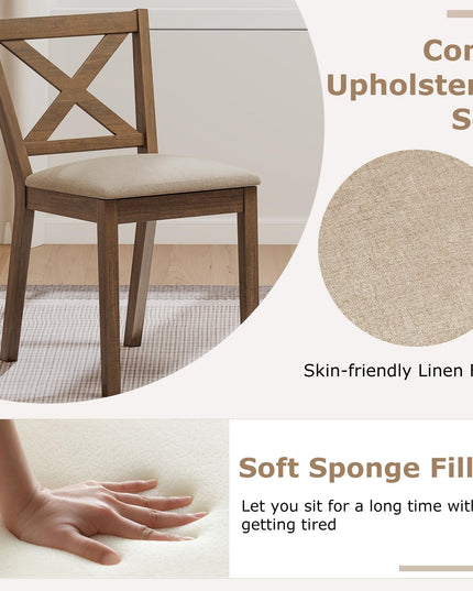 Giantex Wooden Dining Chairs Set of 2/4 with Rubber Wood Legs