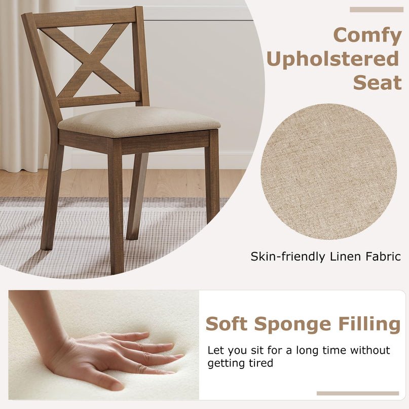 Giantex Wooden Dining Chairs Set of 2/4 with Rubber Wood Legs