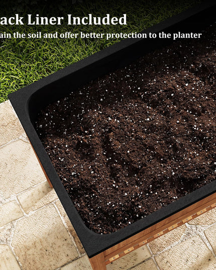 Jardinière surélevée en bois Giantex avec support pour plantes et doublure noire (40"x20"x39")