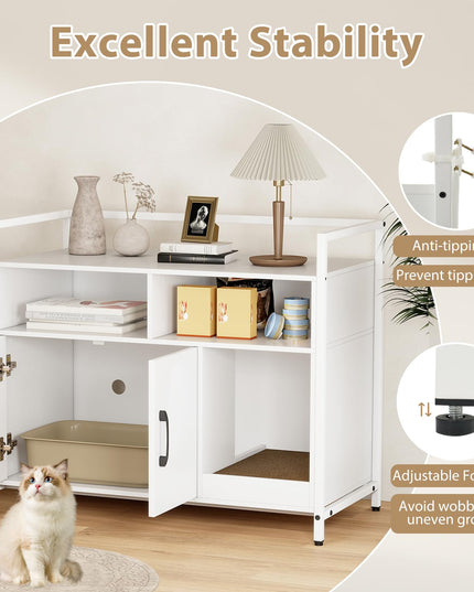Giantex Cat Litter Box Enclosure Cat Washroom Hidden Furniture with Front Entry