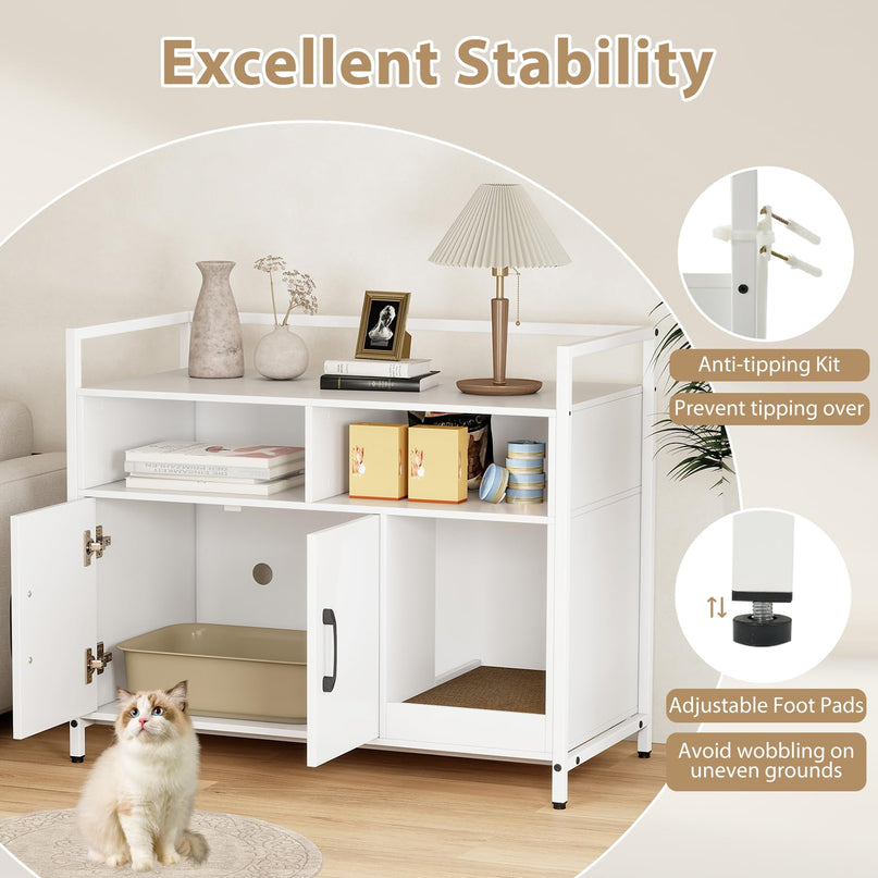 Giantex Cat Litter Box Enclosure Cat Washroom Hidden Furniture with Front Entry