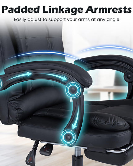 GIANTEX Massage Office Chair Comfy Desk Chair with Foot Rest