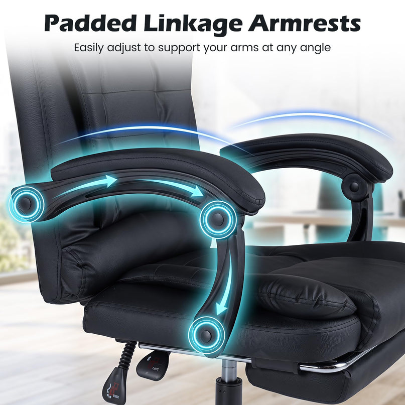 GIANTEX Massage Office Chair Comfy Desk Chair with Foot Rest