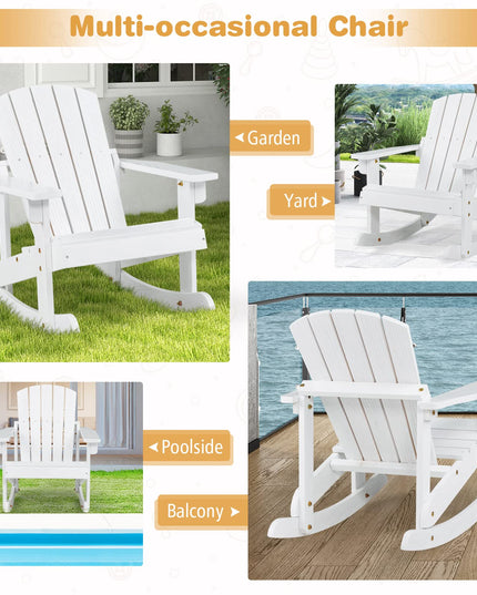 Giantex Wooden Adirondack Rocking Chair - Kids Outdoor Adirondack Rocker with Slatted seat, Smooth Rocking Feet