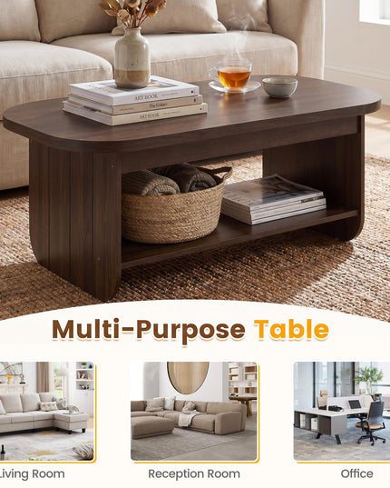 Giantex Oval Coffee Table 47" Mid Century Modern Center Table