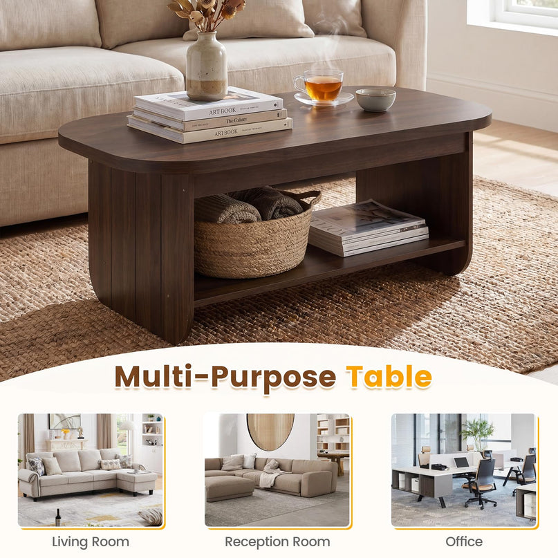 Giantex Oval Coffee Table 47" Mid Century Modern Center Table