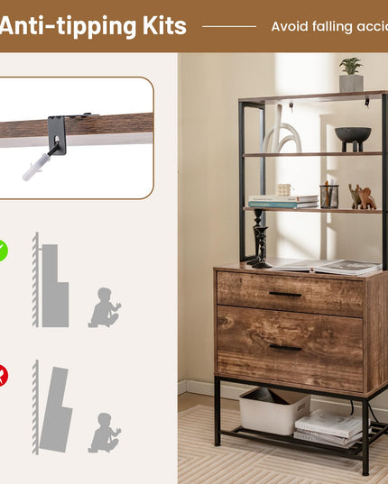 Giantex Tall 2-Drawer File Cabinet - Filing Cabinet