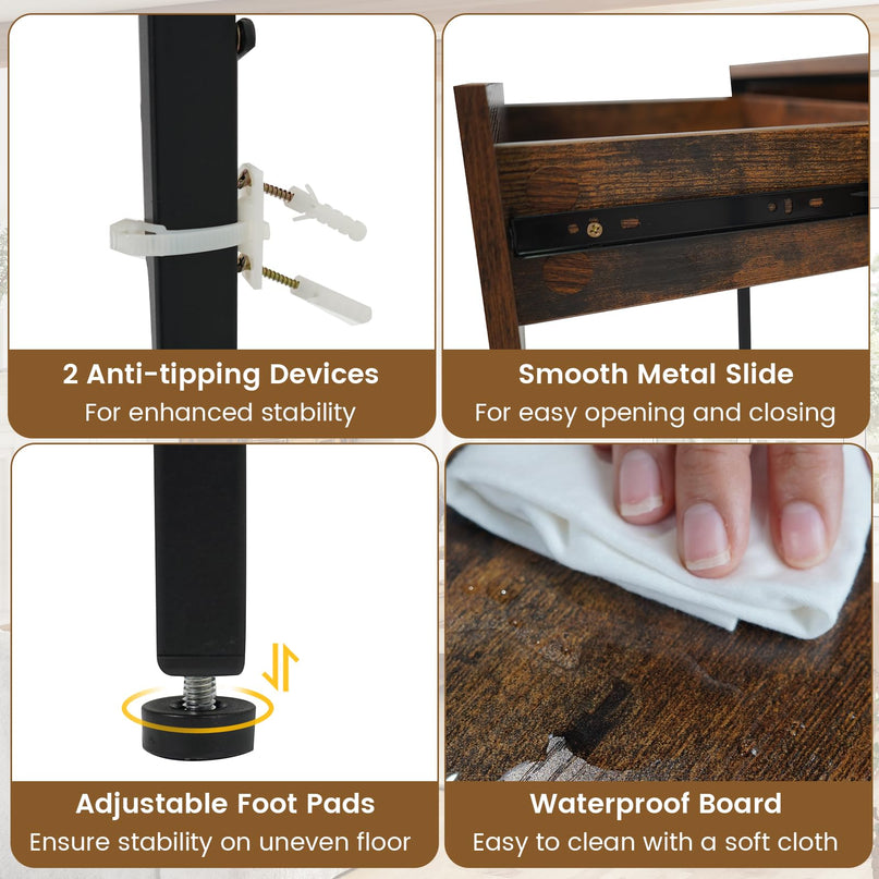 Giantex 44 Inch Home Office Desk with Anti-Toppling Device & Metal Frame
