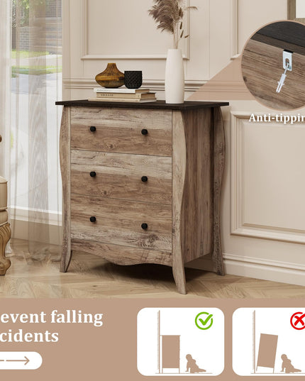 Giantex Storage Cabinet with Foldable & Detachable Fabric Drawers, Anti-Tipping Kit, 26.5” x 15” x 30” Farmhouse Floor Cabinet