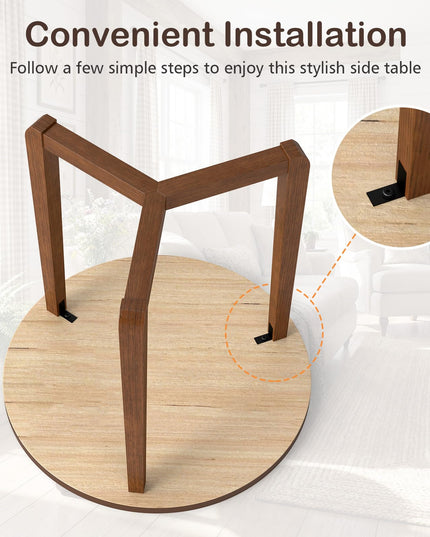 Table d'appoint de canapé Giantex 22,5 po avec pieds en bois pour salon et chambre à coucher