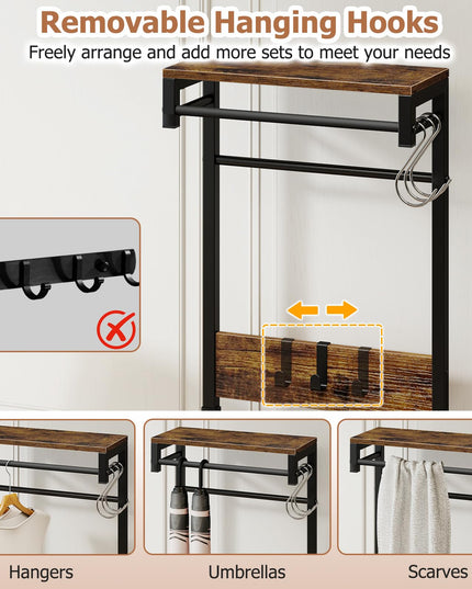 Giantex 7-in-1 Hall Tree with Bench and Shoe Storage