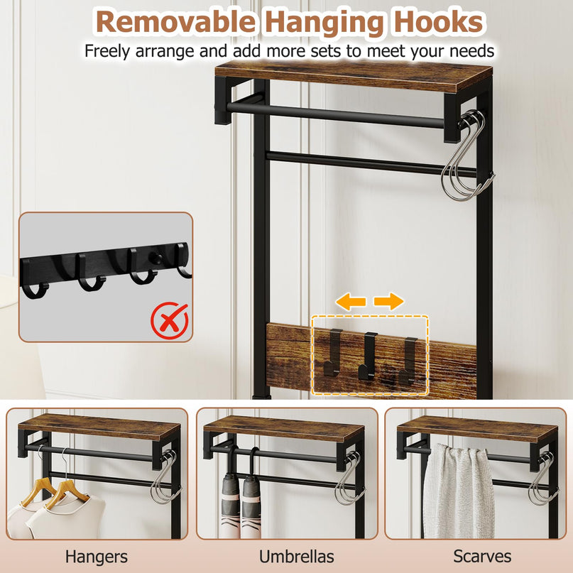 Giantex 7-in-1 Hall Tree with Bench and Shoe Storage
