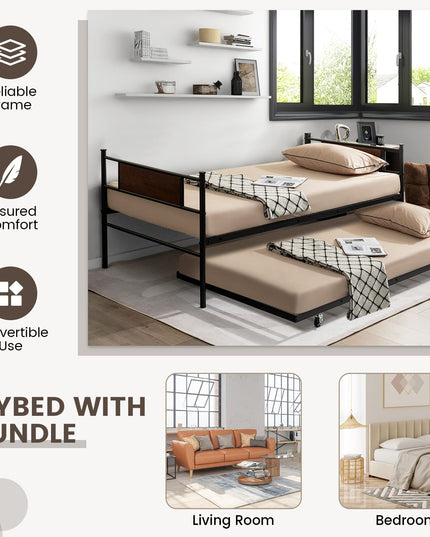 Giantex Twin Daybed with Pullout Trundle