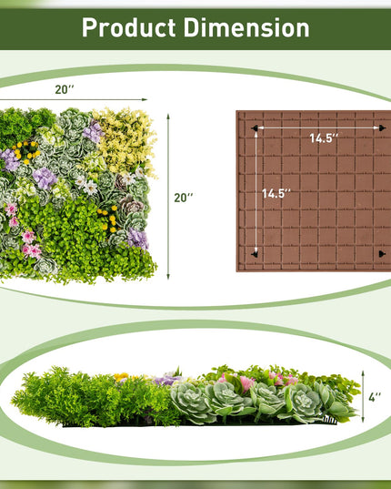 Giantex 2 Pack Hanging Artificial Plants Panels, 20" x 20" Square Framed 3D Greenery Wall Art Decor