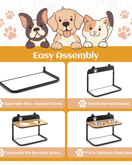 Giantex Elevated Dog Bowls Stand - Raised Pets Cats Feeding Station