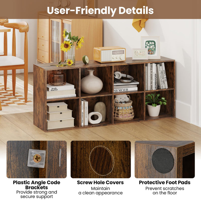 Giantex 8-Cube Bookcase Floor Standing Bookshelf with Storage & 2 Anti-Tipping Kits