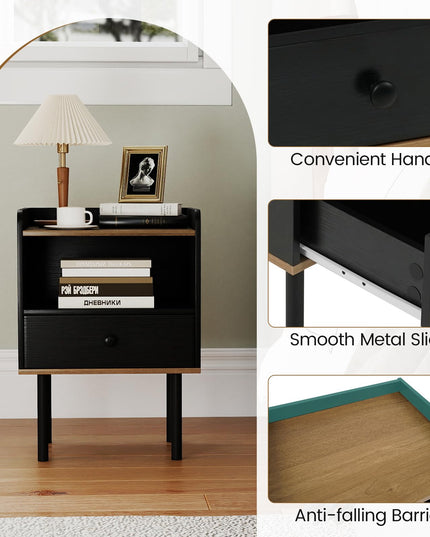 Giantex Wood Nightstands Set of 2 with Drawer