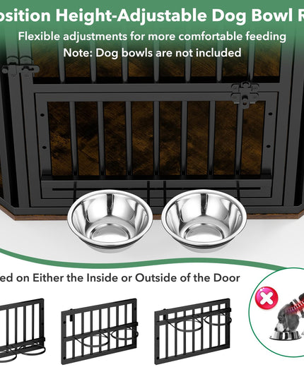 Giantex Wooden Corner Dog Crate Furniture with Adjustable & Reversible Elevated Feeder