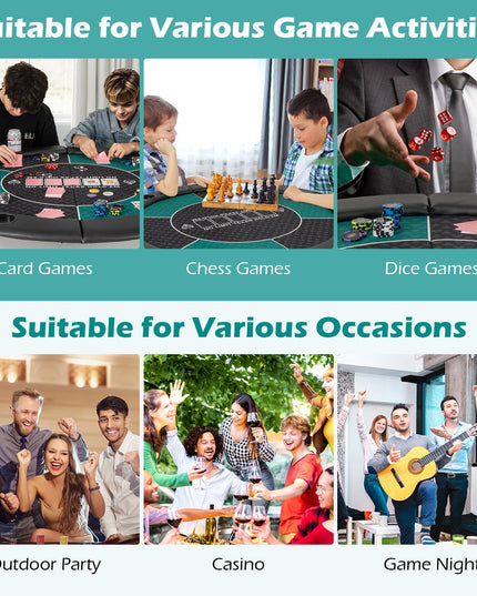 Giantex 48" Poker Table Top, 6 Player Foldable Round Blackjack Poker Table Topper w/Carrying Bag