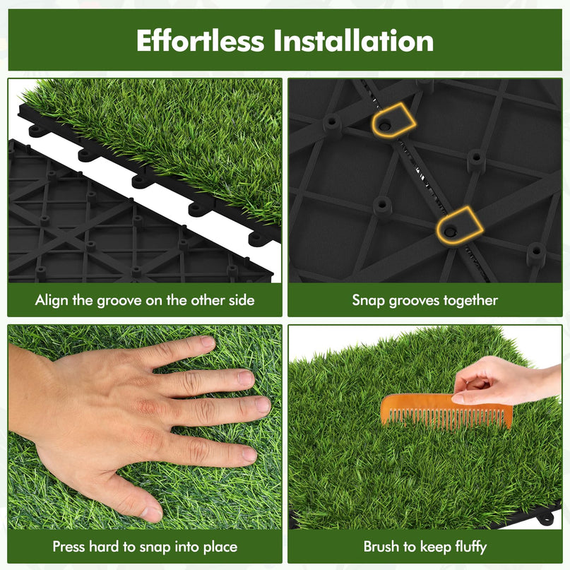 Giantex 30 Pack Interlocking Artificial Grass Tiles(12" x 12")