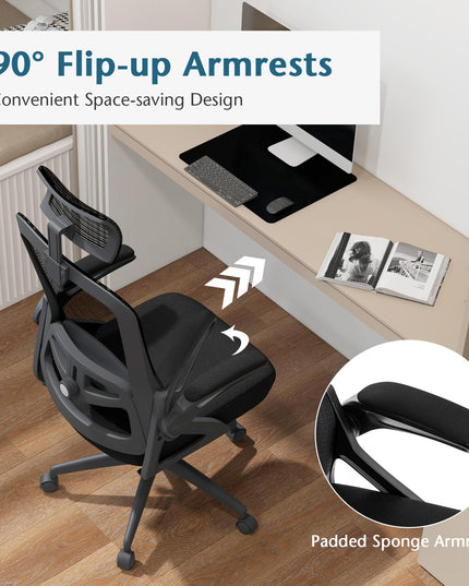 Giantex Ergonomic Mesh Office Chair, High Back Desk Chair with Adjustable Headrest, Lumbar Support
