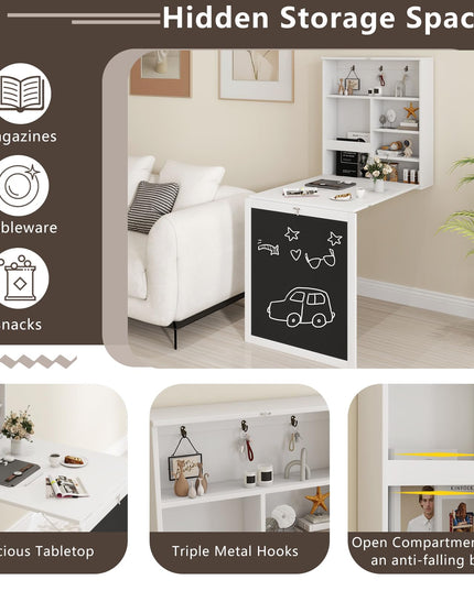 Giantex Foldable Wall-Mounted Desk with Chalkboard