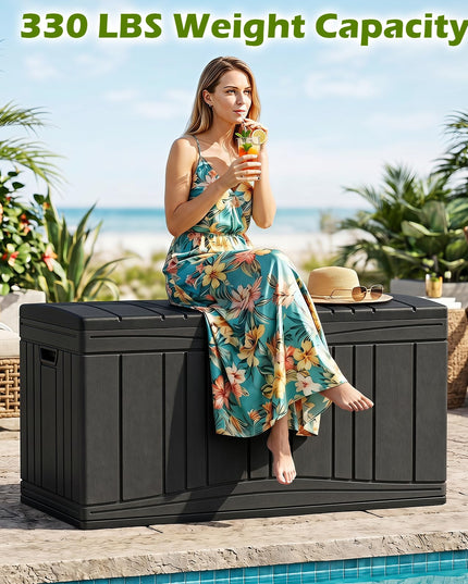 Giantex 80 Gallon HDPE Outdoor Deck Box w/Gas Struts & Lock-Compatible