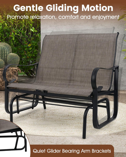 Giantex 2-Person Outdoor Glider Bench with High Backrest