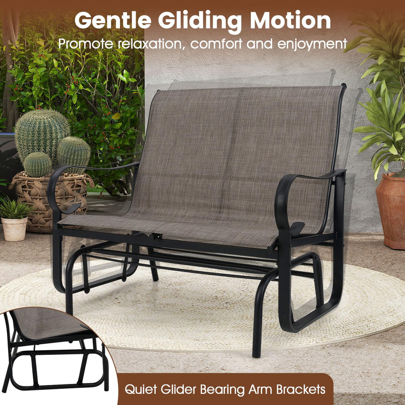 Giantex 2-Person Outdoor Glider Bench with High Backrest