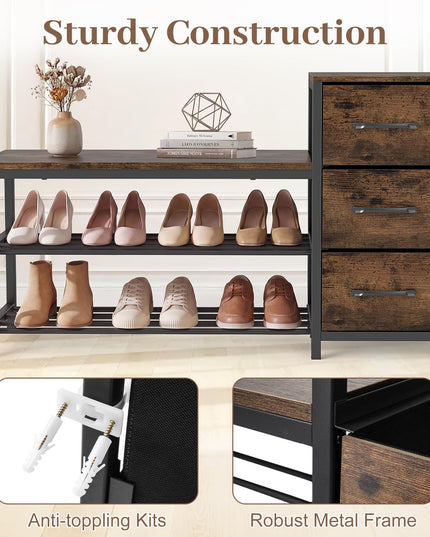 Giantex 3-Tier Shoe Storage Bench for Entryway