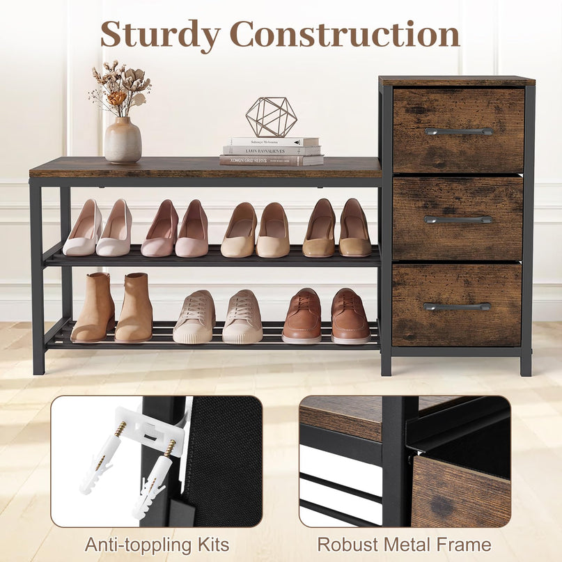 Giantex 3-Tier Shoe Storage Bench for Entryway