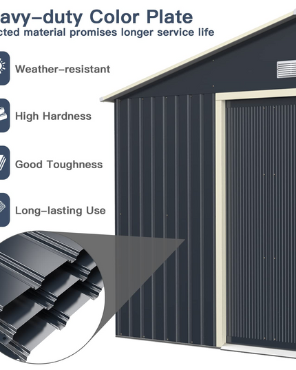Outdoor Storage Shed with Double Sliding Door