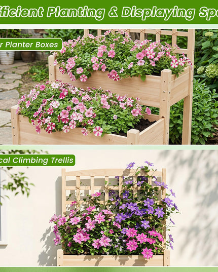 Giantex Raised Garden Bed with Trellis for Patio Backyard Balcony