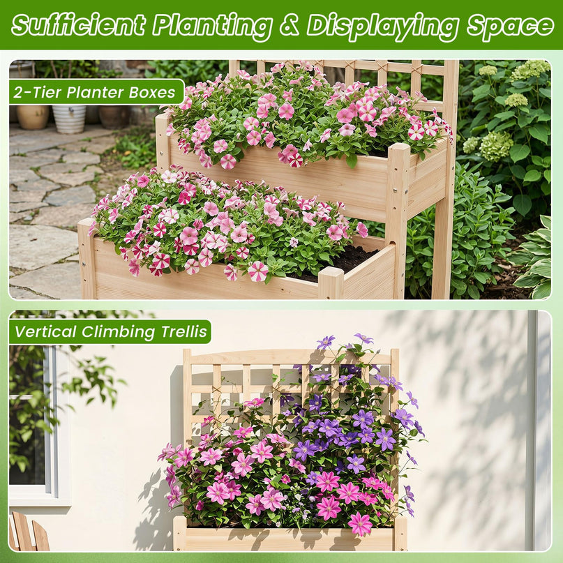 Giantex Raised Garden Bed with Trellis for Patio Backyard Balcony