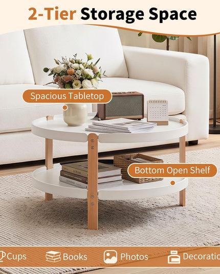 GIANTEX 23.5" 2-Tier Coffee Table with Storage