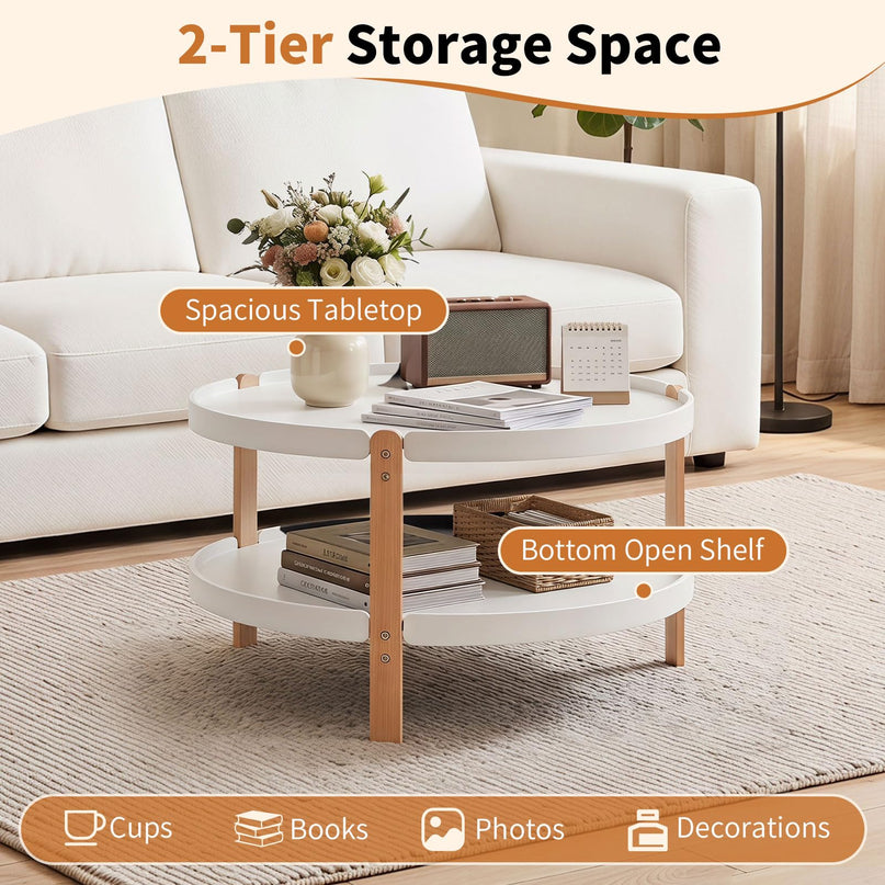 GIANTEX 23.5" 2-Tier Coffee Table with Storage