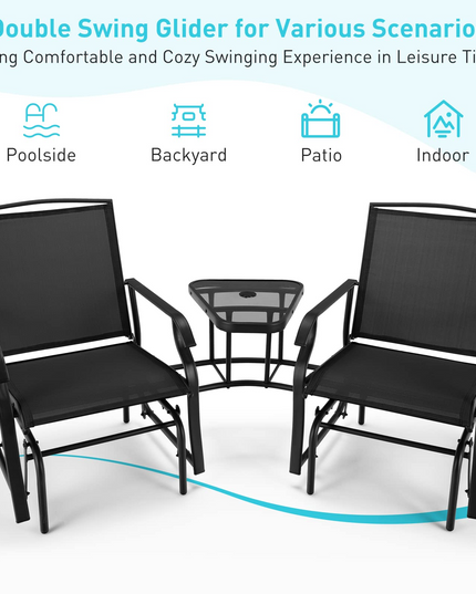 Chaises planeur d'extérieur Giantex avec table et trou pour parasol