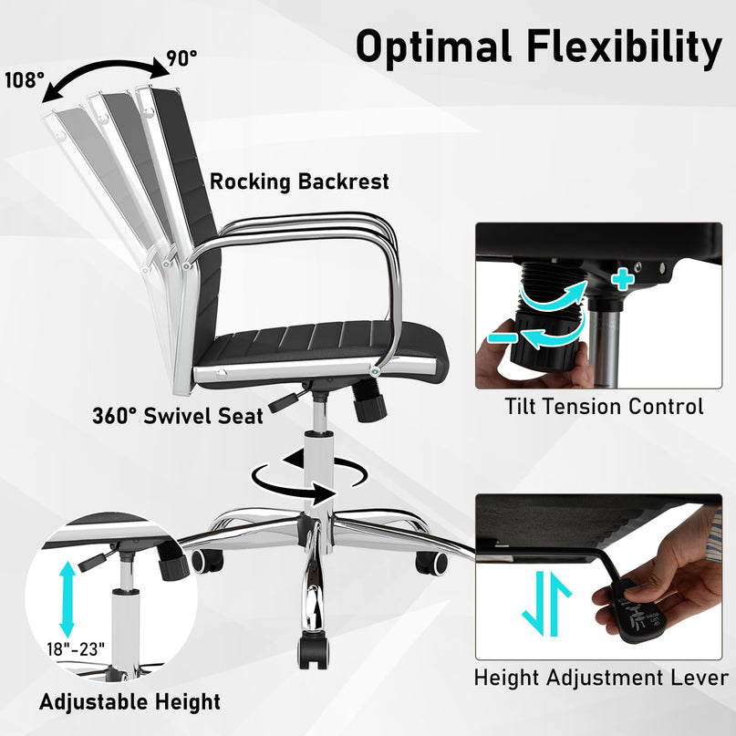 Ribbed Office Chair, Ergonomic High Back Executive Conference Chair