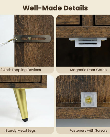 Giantex Bathroom Storage Cabinet | Freestanding Floor Cabinet with 2 Drawers and 2 Doors