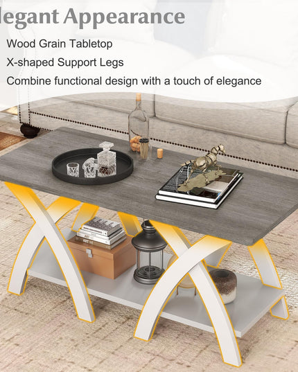 Giantex 40 Inch Rectangular Living Room Table with Open Display Area for Small Space