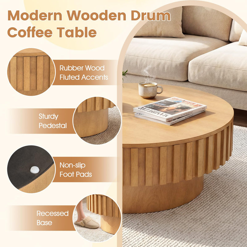 Table basse ronde Giantex avec rangement pour petits espaces de salon