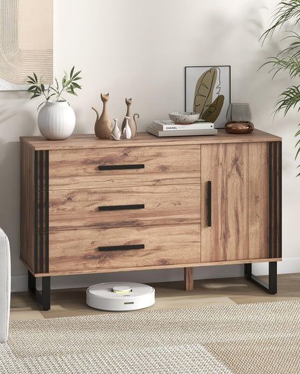 Giantex Buffet Cabinet with Storage, Kitchen Sideboard with 3 Large Drawers & 1-Door Storage Cabinet