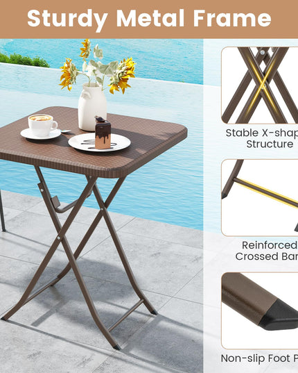 Giantex 23.5" Square Folding Table, HDPE Foldable Patio Bistro Table for 2-4, Indoor Outdoor Use