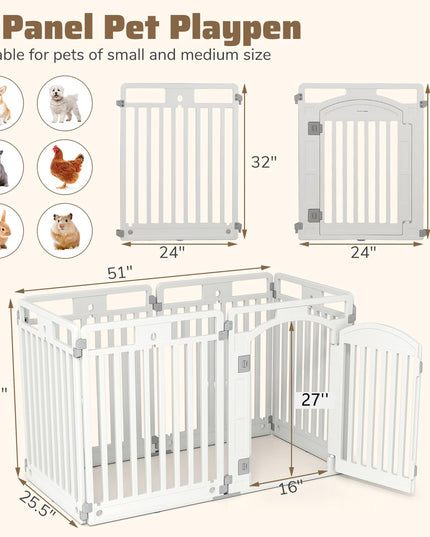 Giantex 32'' Tall Plastic Pet Fence with Lockable Door